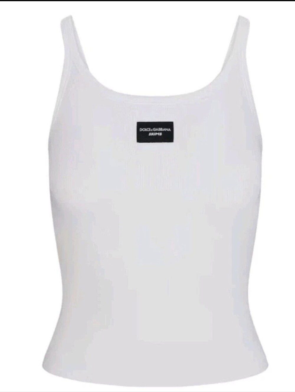 Dolce & Gabbana Skims Cotton Rib Scoop Tank in White Size S.